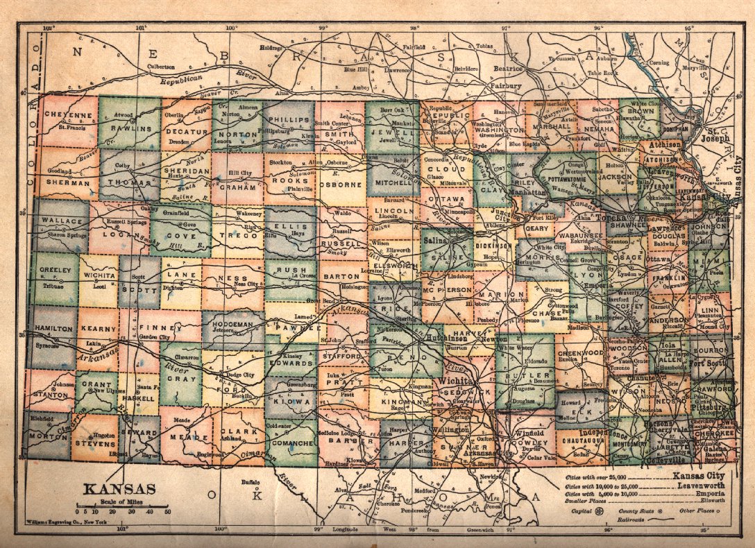 Kansas Map c.1910