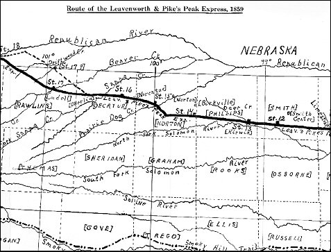 [Detail from map of the Leavenworth-Denver Express Route, 1859.]