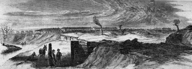 Fort Larned as sketched by Theodore R Davis 1867